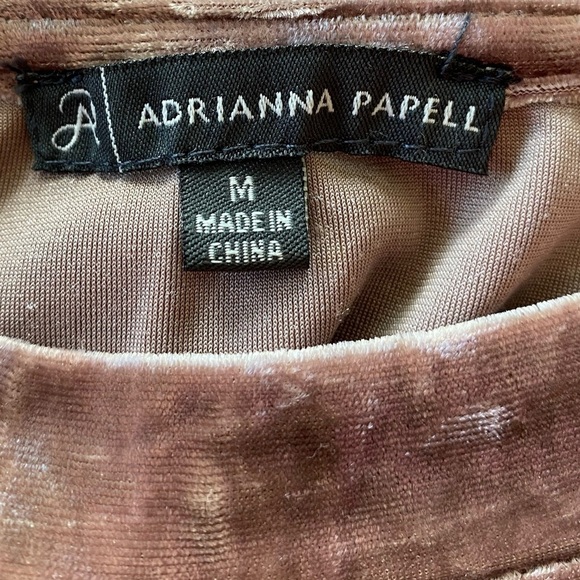 Adriana Papell Pink Crushed Velvet Blouse Size Medium EUC - Picture 5 of 6